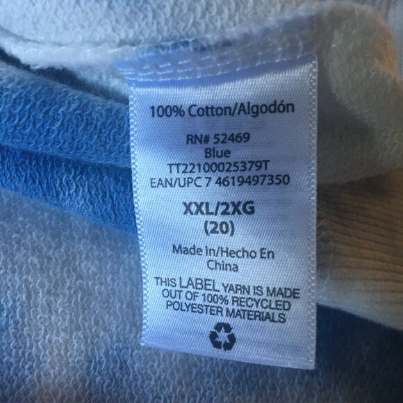 Time and Tru Sweatshirt Womens XXL/20 Blue White Tie Dye Short Sleeve - Picture 7 of 8
